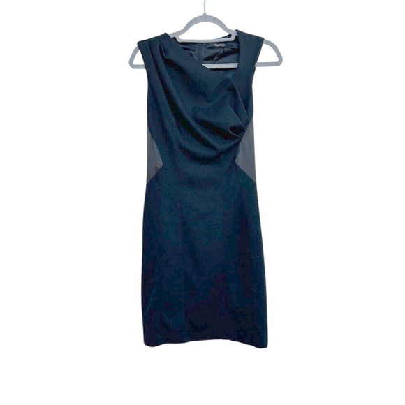 Quattro Women's Little Black Dress with Neck Detailing and Side Panels, sz S - Picture 1 of 6